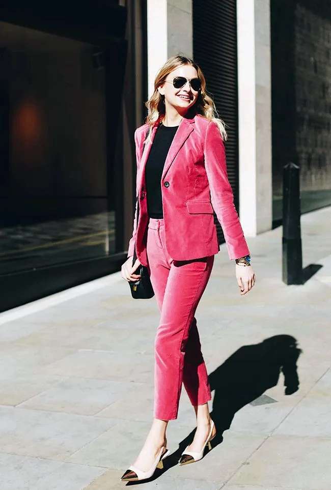 pink velvet suit